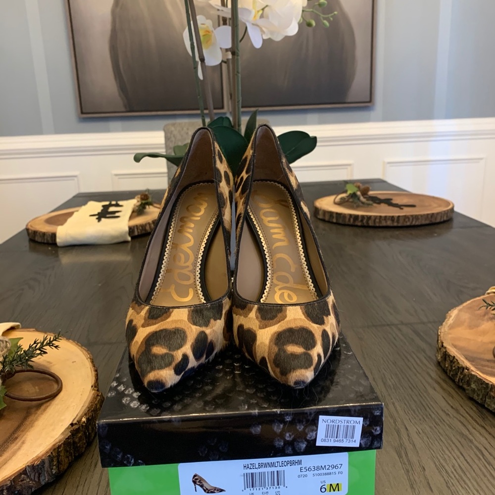 Sam Edelman hazel/brown cow hide leopard heels